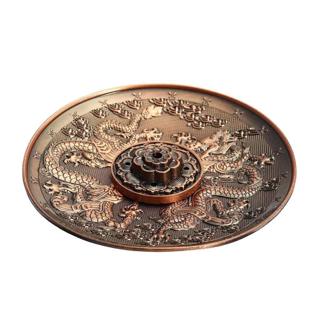 F Retro Incense Holder Metal Dragon and Phoenix Lotus Incense Burners for Incense Sticks Cone Censer Plate Buddhism Home Decor