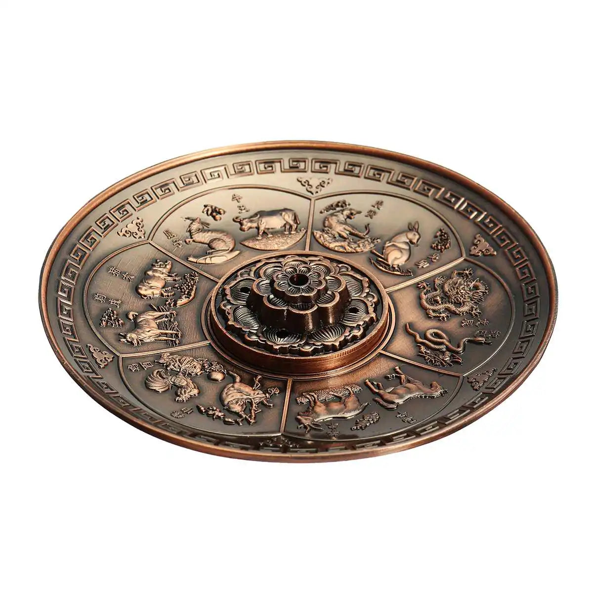 F Retro Incense Holder Metal Dragon and Phoenix Lotus Incense Burners for Incense Sticks Cone Censer Plate Buddhism Home Decor