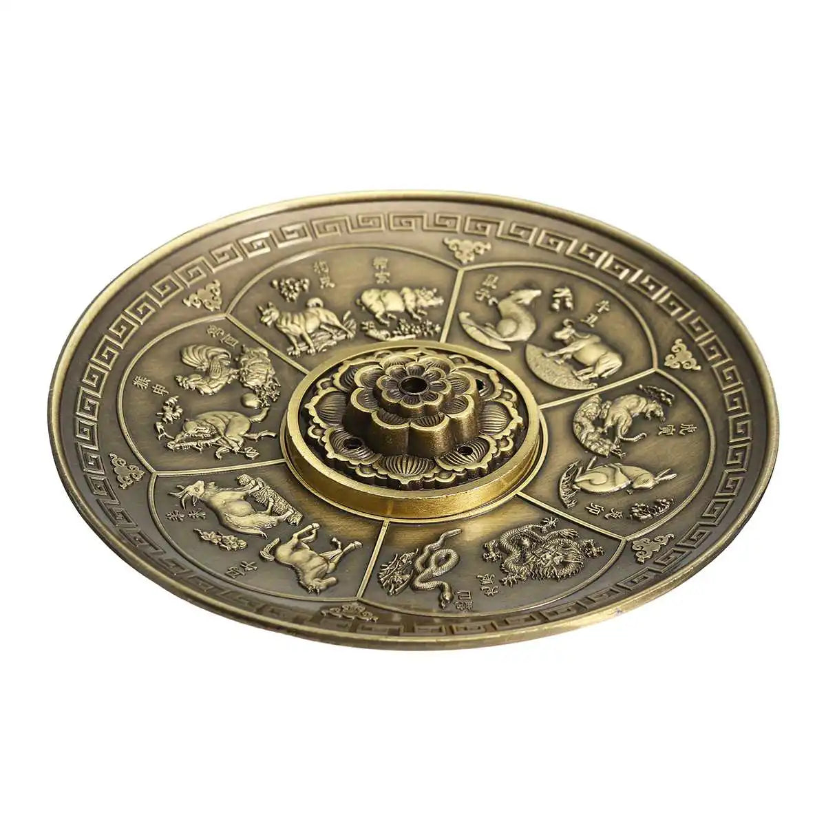 F Retro Incense Holder Metal Dragon and Phoenix Lotus Incense Burners for Incense Sticks Cone Censer Plate Buddhism Home Decor