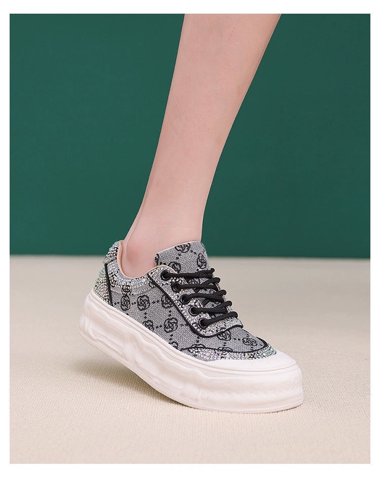 Crystal White Shoes Spring New Platform Shoes Casual Easiest for Match Shoes Board Shoes for Women