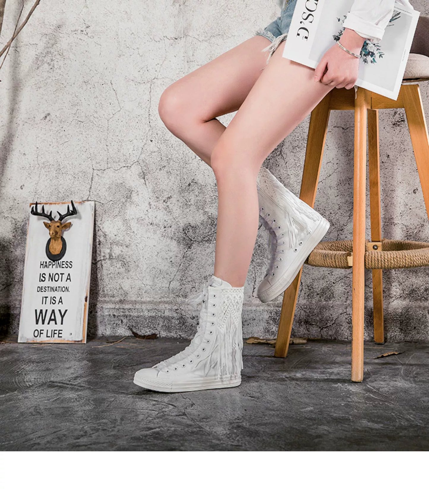 2024 New Arrival Knee Socks Canvas Shoes Casual Short Tube Tassel Zipper Dancing Shoes Canvas Boots Korean Style Women's Shoes Skate Shoes