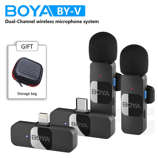 BOYA BY-V Professional Wireless Lavalier Mini Microphone for iPhone iPad Android Live Broadcast Gaming Recording Interview Vlog