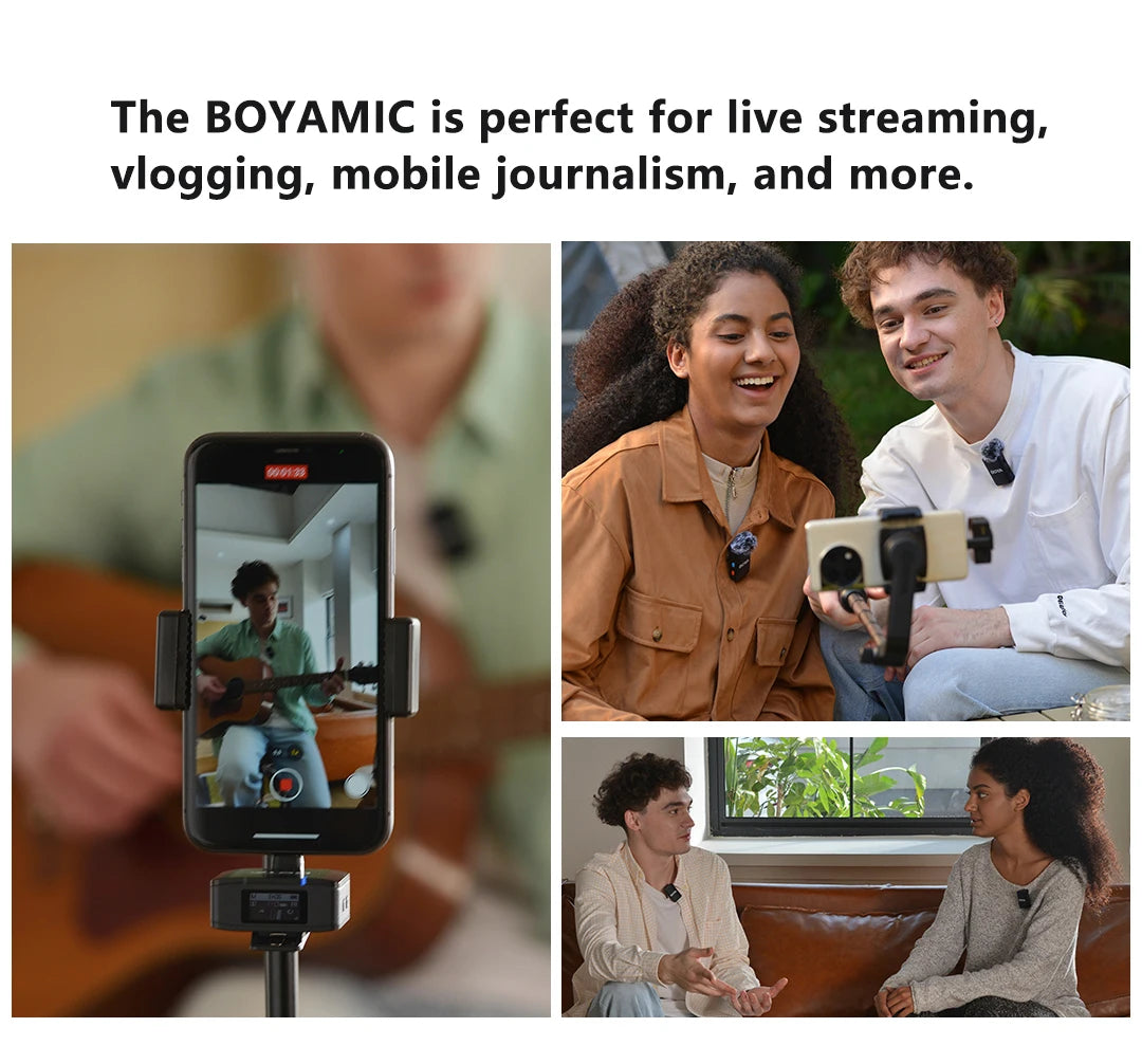 BOYA BOYAMIC Professional Wireless Lavalier Lapel Microphone for iPhone Android Camera Youtube Streaming Record Interview Vlogs