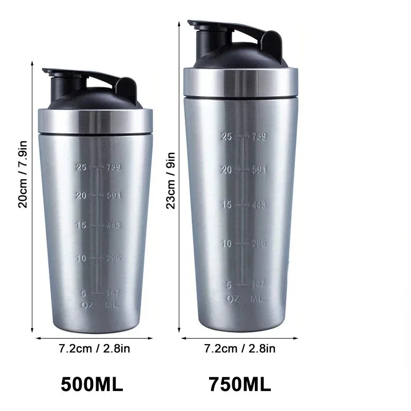 Stainless Steel Protein Shaker Cup Portable Fitness Sports Mug Nutrition Shakers Cup Water Bottles Water Cup Portable Shakers