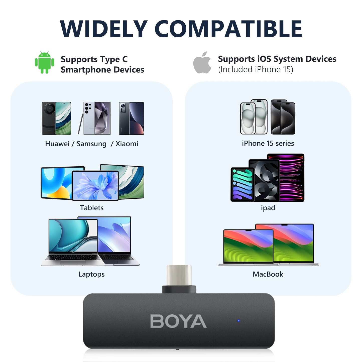 BOYA BY-V4U Wireless Lavalier Lapel Microphone for iPhone Android Phone PC YouTube Video Recording Vlog Live Streaming Interview