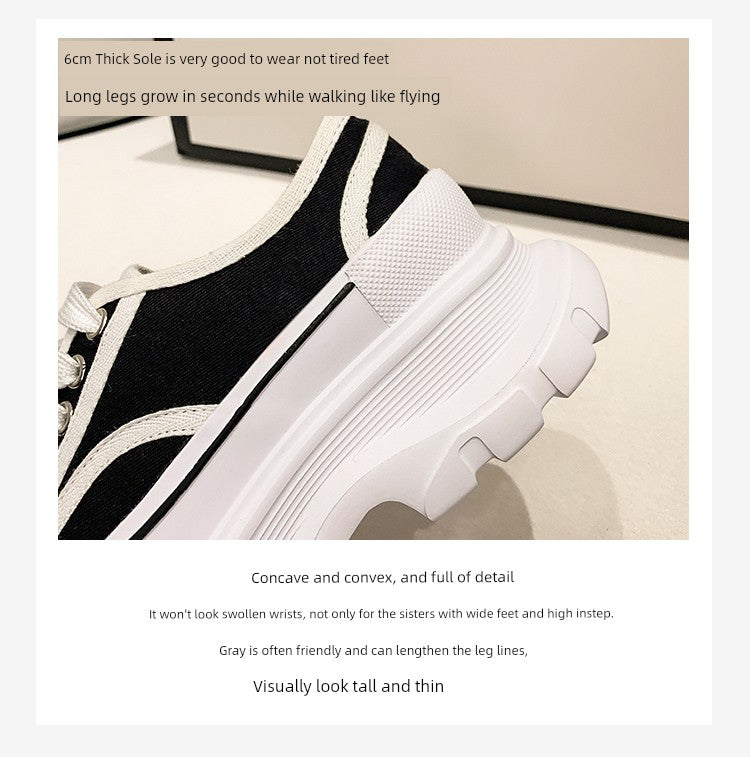 McQueen Canvas Shoes for Women 2024 Summer New Arrival Platform Shoes Thick Sole Heightened Easy Wear Shoes Women Casual Sports Dad Shoes