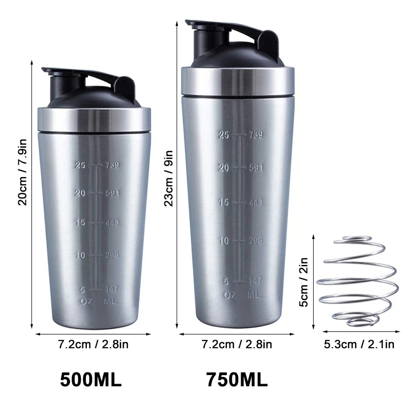 Stainless Steel Protein Shaker Cup Portable Fitness Sports Mug Nutrition Shakers Cup Water Bottles Water Cup Portable Shakers