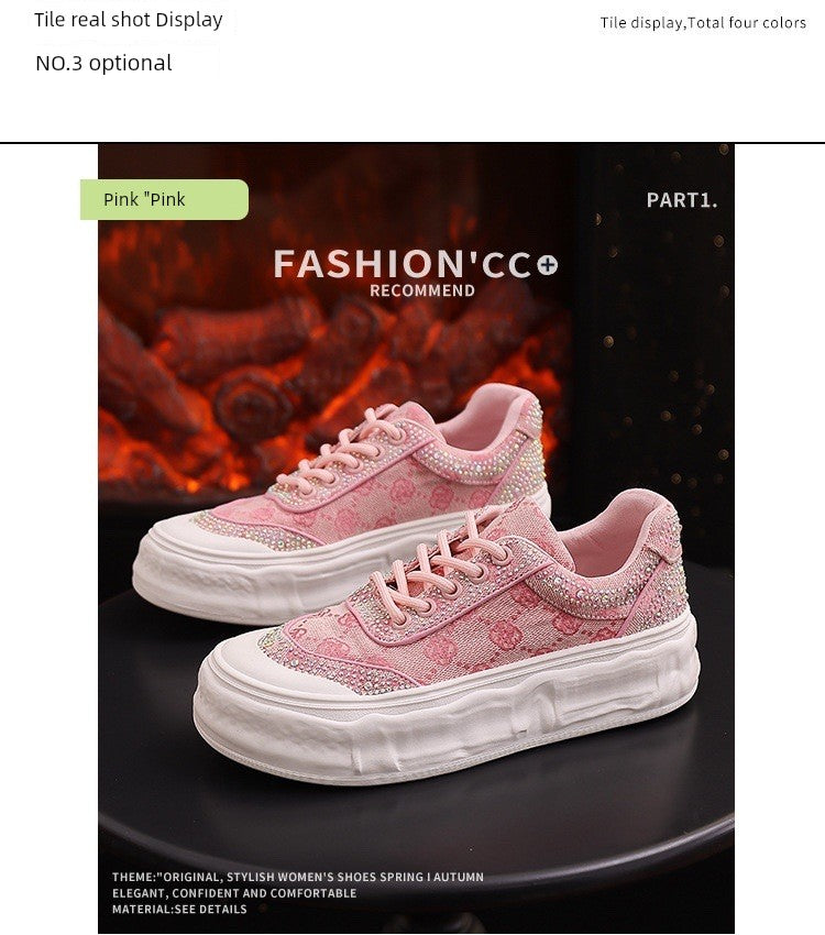 Crystal White Shoes Spring New Platform Shoes Casual Easiest for Match Shoes Board Shoes for Women