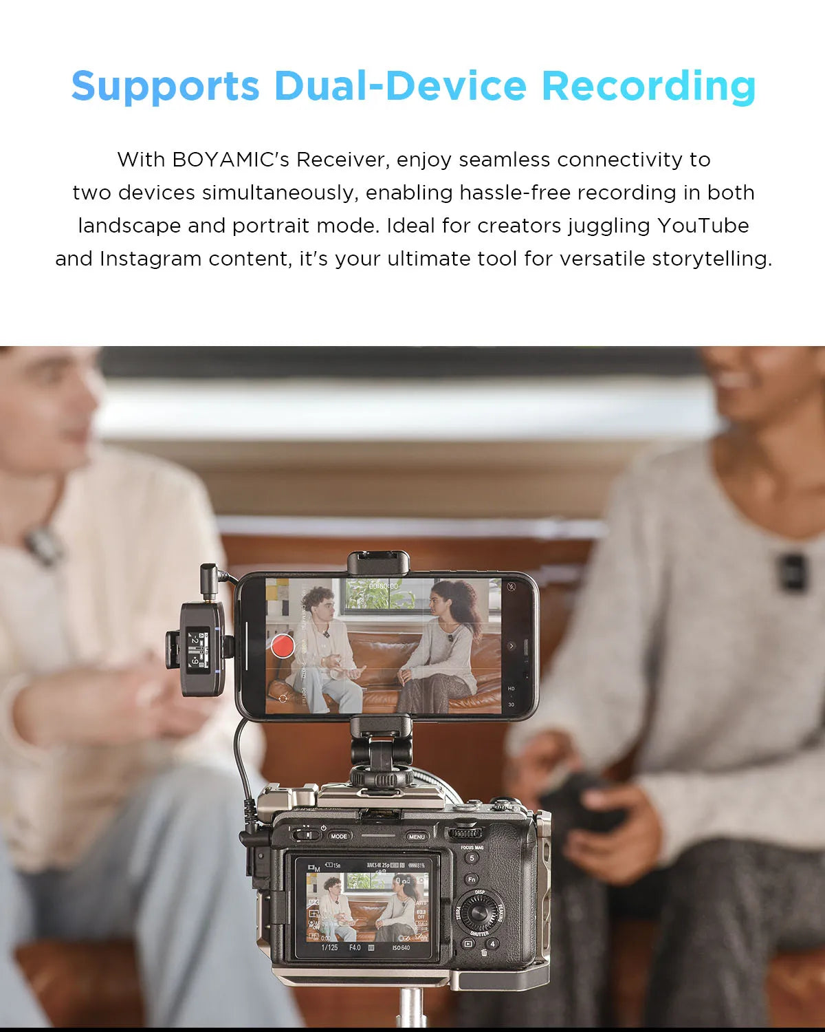 BOYA BOYAMIC Professional Wireless Lavalier Lapel Microphone for iPhone Android Camera Youtube Streaming Record Interview Vlogs