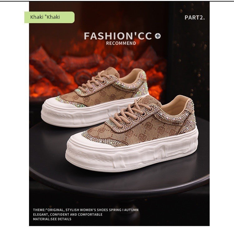 Crystal White Shoes Spring New Platform Shoes Casual Easiest for Match Shoes Board Shoes for Women